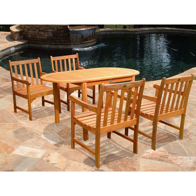 5-Piece Outdoor Wood Dining Set 7