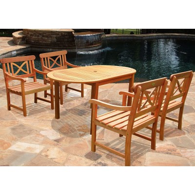 5-Piece Outdoor Wood Dining Set 15