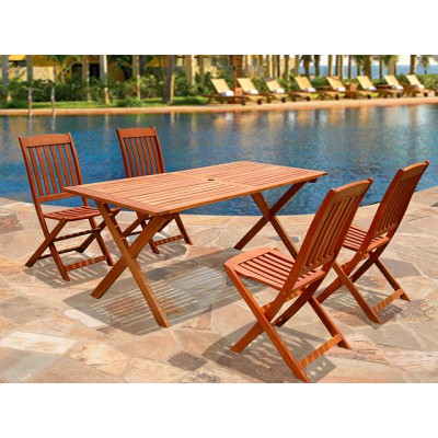 5-Piece Outdoor Wood Dining Set 14