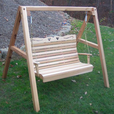 5' Cedar Royal Country Hearts Porch Swing w/Stand