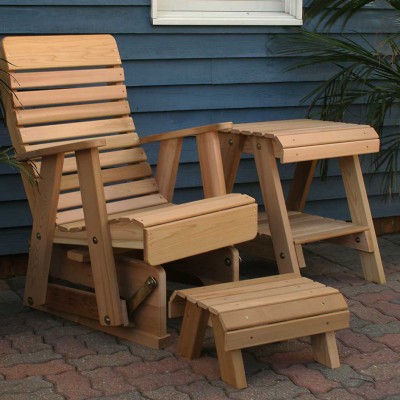 Cedar Twin Ponds Rocking Glider Chair Set