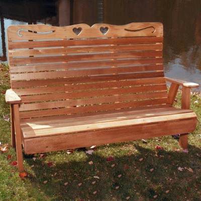 4' Cedar Royal Country Hearts Garden Bench