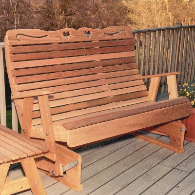 4' Cedar Royal Country Hearts Rocking Glider