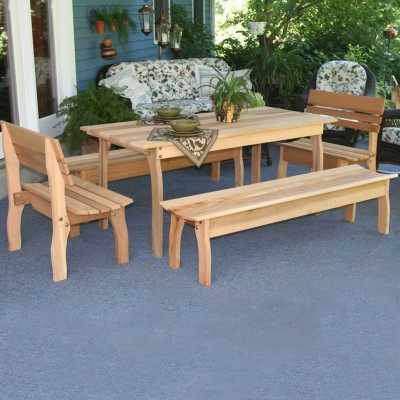 58in L x 32in W Cedar Gathering Dining Set