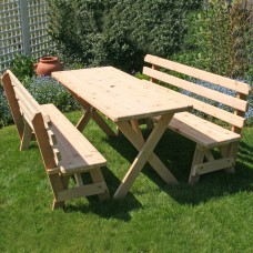 Cedar 27in  Wide 10' Cross Legged Picnic Table with (4) 5' Backed Benches